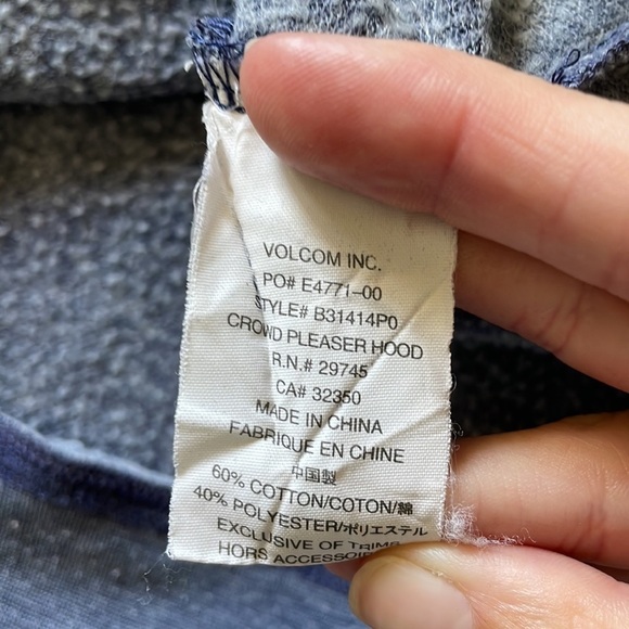 Volcom Women’s Crowd Pleaser Hood Blue Hooded Long Sleeve Shirt - Size Small - Picture 5 of 5